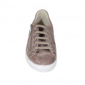 Men's laced shoe with removable insole in taupe leather and suede - Available sizes:  37, 46, 47, 48, 52, 54