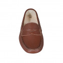 Mocasino para hombre con plantilla extraible en piel cognac - Tallas disponibles:  38, 50, 51, 53, 54
