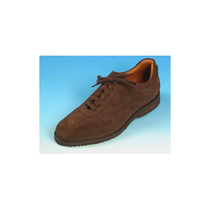 Chaussure sportif à lacets pour hommes en daim marron - Pointures disponibles:  36
