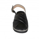 Woman's sandal in black leather with crossed bands wedge heel 3 - Available sizes:  42