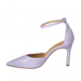 Chaussure ouverte pour femmes à bout pointu avec courroie en cuir lilas talon 8 - Pointures disponibles:  42, 43 2