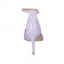 Woman's pointy open shoe with strap in lilac leather heel 8 - Available sizes:  42, 43