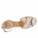 Woman's open shoe with strap and accessory in nude leather heel 8 - Available sizes:  31, 42, 43, 44