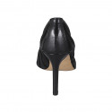 Woman's pointy pump in black leather and fabric heel 8 - Available sizes:  31