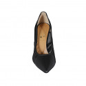 Woman's pointy pump in black leather and fabric heel 8 - Available sizes:  31