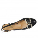 Chaussure ouverte au talon pour femmes en cuir noir avec accessoire talon 5 - Pointures disponibles:  32
