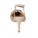 Woman's slingback pump in nude leather with accessory and strap heel 8 - Available sizes:  45