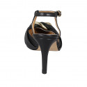 Woman's slingback pump in black leather with accessory and strap heel 8 - Available sizes:  44