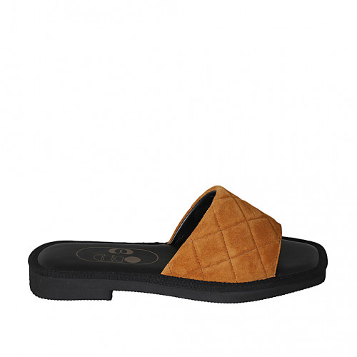 Woman's mules in cognac brown suede...
