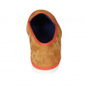 Mocassino da donna in camoscio color cuoio e arancione zeppa 1 - Misure disponibili: 43