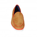 Mocassin pour femmes en daim cognac et orange talon compensé 1 - Pointures disponibles:  43