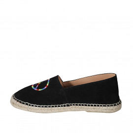 Espadrillas originali prodotte in Spagna in camoscio nero con logo pace multicolor zeppa 1 - Misure disponibili: 42, 43 2