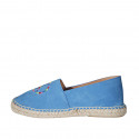 Espadrillas originali prodotte in Spagna in camoscio azzurro con logo pace multicolor zeppa 1 - Misure disponibili: 42, 43