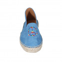 Espadrillas originali prodotte in Spagna in camoscio azzurro con logo pace multicolor zeppa 1 - Misure disponibili: 42, 43