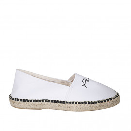 Alpargata original hecha en España en tejido blanco con inscripciónes "Peace" y "Love" negras cuña 1 - Tallas disponibles:  42, 43 2