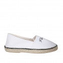 Espadrille original fabriqué en Espagne en tissu blanc avec inscriptions noir "Peace" et "Love" talon compensé 1 - Pointures disponibles:  42, 43