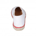 Espadrillas originali prodotte in Spagna in tessuto bianco con scritte "Peace" e "Love" arancioni zeppa 1 - Misure disponibili: 42, 43