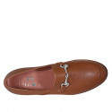 Mocassin avec accessoire pour femmes en cuir cognac talon 1 - Pointures disponibles:  42