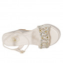 Woman's sandal in nude leather with strap, rhinestones, platform and wedge 10 - Available sizes:  42, 44