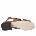 Woman's sandal in cognac brown leather with heel 3 - Available sizes:  42