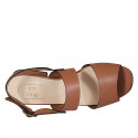 Woman's sandal in cognac brown leather with heel 3 - Available sizes:  42