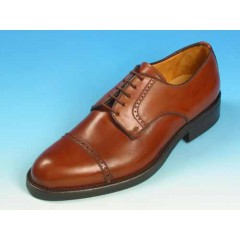 Men's laced derby shoe with captoe in cognac brown leaher - Available sizes:  54