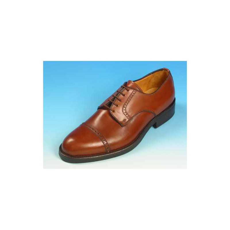 Zapato derby con cordones con puntera en piel cognac - Tallas disponibles:  54