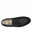 Scarpa stringata derby da uomo in pelle e pelle intrecciata nera - Misure disponibili: 36, 46, 47, 48