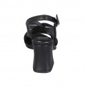 Sandalo da donna in pelle nera con fasce intrecciate tacco 7 - Misure disponibili: 32, 42