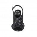 Sandalo da donna in pelle nera con fasce intrecciate tacco 7 - Misure disponibili: 32, 42