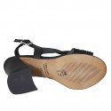 Sandalia trensada para mujer en piel negra tacon 7 - Tallas disponibles:  32, 42
