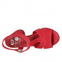 Sandale avec courroie pour femmes en daim rouge talon 7 - Pointures disponibles:  43