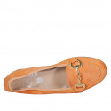 Mocassino da donna con accessorio in camoscio arancione tacco 2 - Misure disponibili: 43