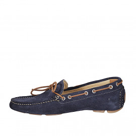 Men's laced car shoe in blue suede - Available sizes:  37, 38, 46, 51, 52 2
