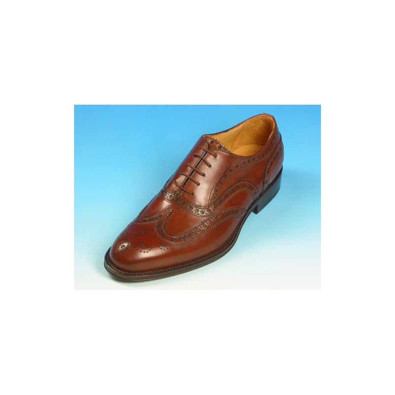 Scarpa oxford stringata con lavorazione Brogue in pelle marrone mogano - Misure disponibili: 52, 54