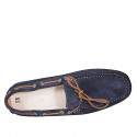 Mocasino para hombres con cordones en gamuza azul - Tallas disponibles:  37, 38, 46, 51, 52