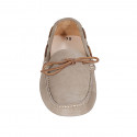 Men's car shoe with laces in beige suede - Available sizes:  37, 38, 46, 51, 52, 54