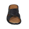 Men's slippers with crossed bands in black leather - Available sizes:  47, 48, 54