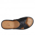 Men's slippers with crossed bands in black leather - Available sizes:  47, 48, 54