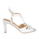 Sandalo da donna in pelle forata bianca tacco 8 - Misure disponibili: 31, 42, 45, 46