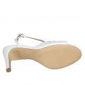 Sandalia para mujer en piel perforada blanca tacon 8 - Tallas disponibles:  31, 42, 45, 46