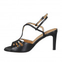 Sandale pour femmes en cuir perforé noir talon 8 - Pointures disponibles:  31, 42
