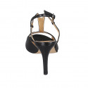 Sandale pour femmes en cuir perforé noir talon 8 - Pointures disponibles:  31, 42