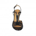 Sandale pour femmes en cuir perforé noir talon 8 - Pointures disponibles:  31, 42