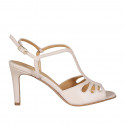 Woman's sandal in nude pierced leather heel 8 - Available sizes:  31, 32, 42, 43