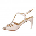 Sandalo da donna in pelle forata nude tacco 8 - Misure disponibili: 31, 32, 42, 43