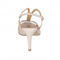 Sandalia para mujer en piel perforada nude tacon 8 - Tallas disponibles:  31, 32, 42, 43