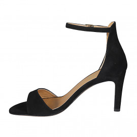 Chaussure ouverte pour femmes avec courroie en daim noir talon 8 - Pointures disponibles:  42, 43, 46 2
