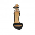 Woman's open shoe with strap in black suede heel 8 - Available sizes:  42, 43, 46