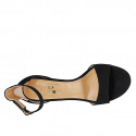 Woman's open shoe with strap in black suede heel 8 - Available sizes:  42, 43, 46